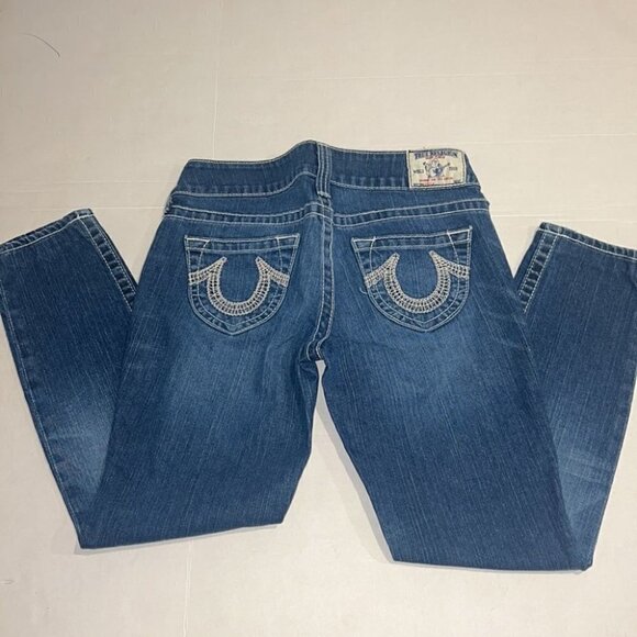 TRUE Religion blue Stella vintage low rise distressed skinny jeans size 29 - Picture 7 of 13